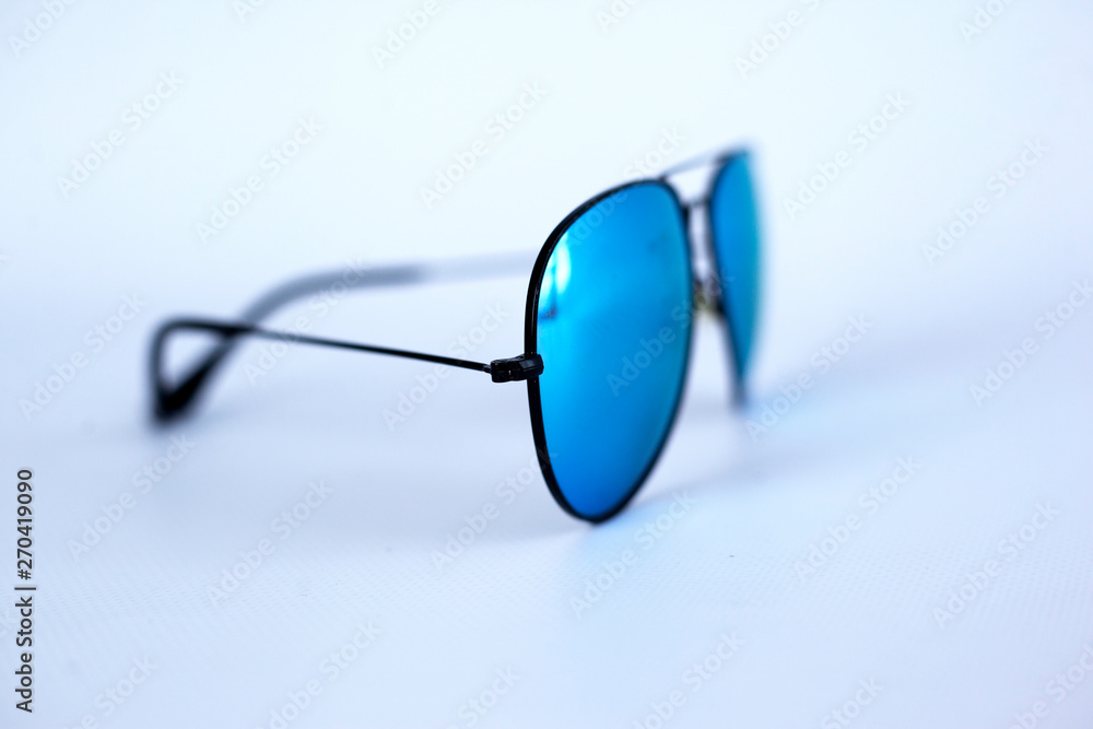 Blue mirrored sunglasses with anti-reflective coating and UV