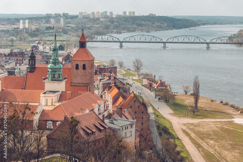 Aerial view over Grudziadz, Poland