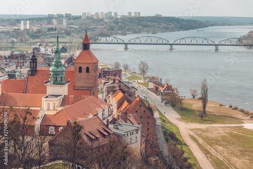 Obraz na płótnie Aerial view over Grudziadz, Poland w salonie