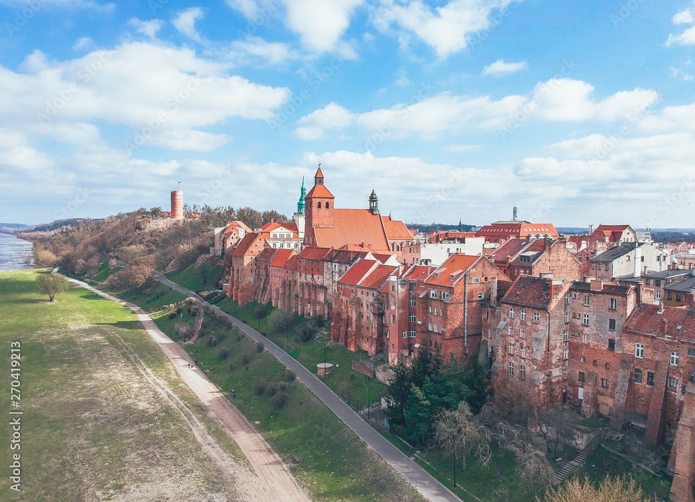 Aerial view over Grudziadz, Poland