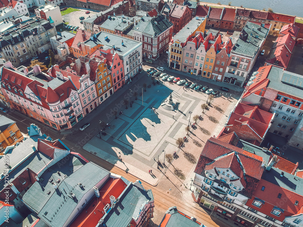 Aerial view over Grudziadz, Poland