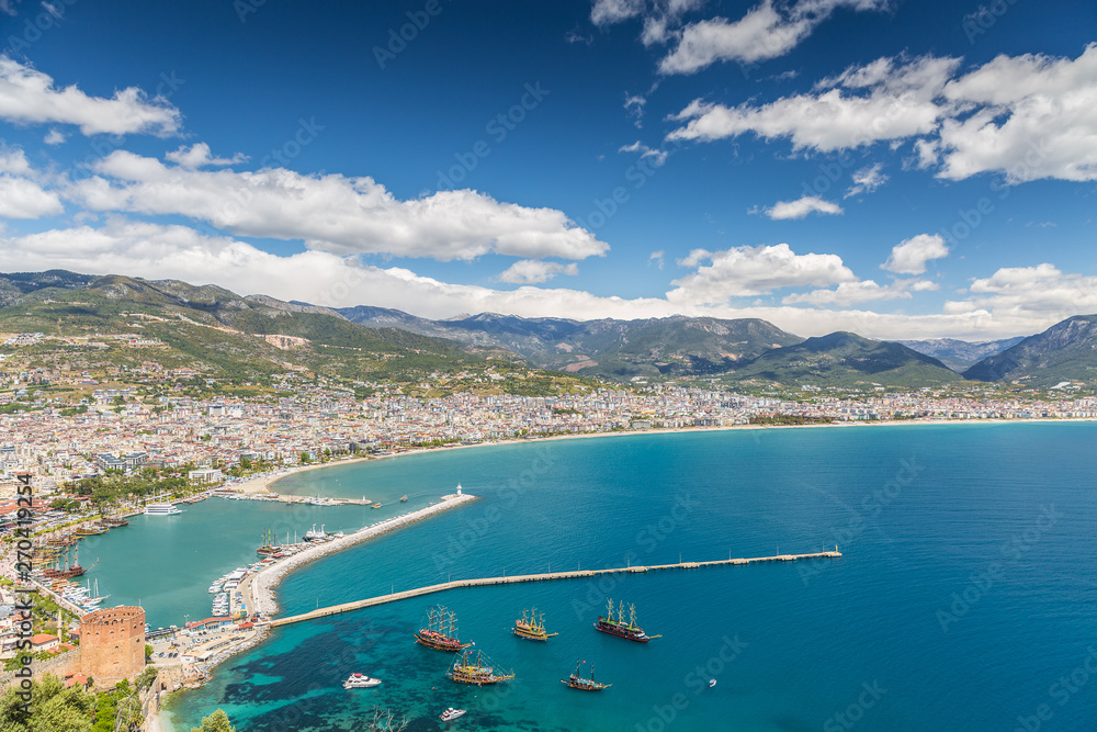 Naklejka premium Aerial View of the harbor of Alanya in Turkey