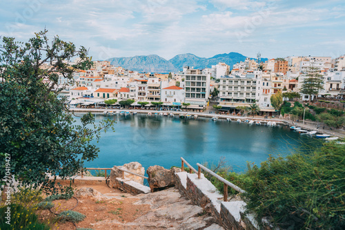 Fototapeta Naklejka Na Ścianę i Meble -  lake Voulismeni in Agios Nikolaos in Crete in Greece