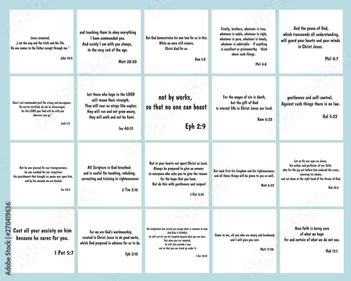 Set of Christian sayings. Bible verses vector quote for typography and Social media post