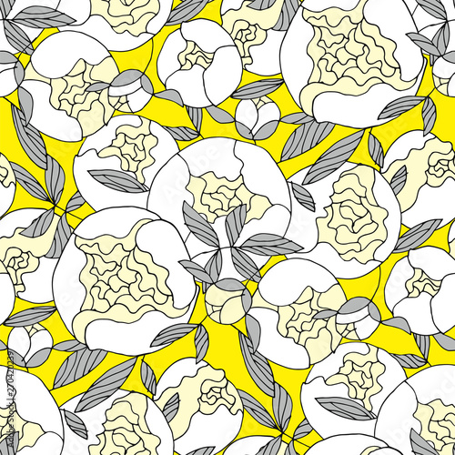 White garden peon seamless ...