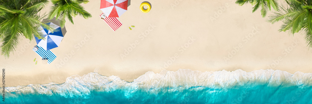 Aerial top view on sand beach