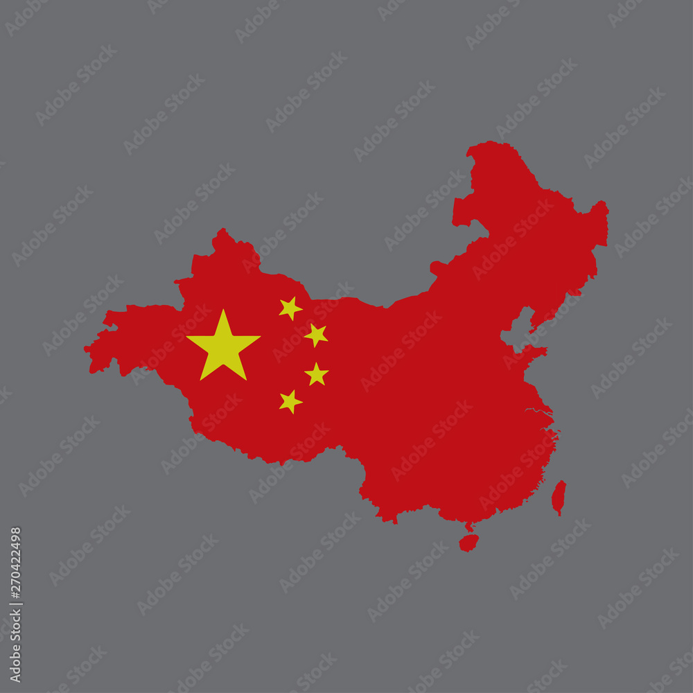 China map flag on grey background China map flag on grey background