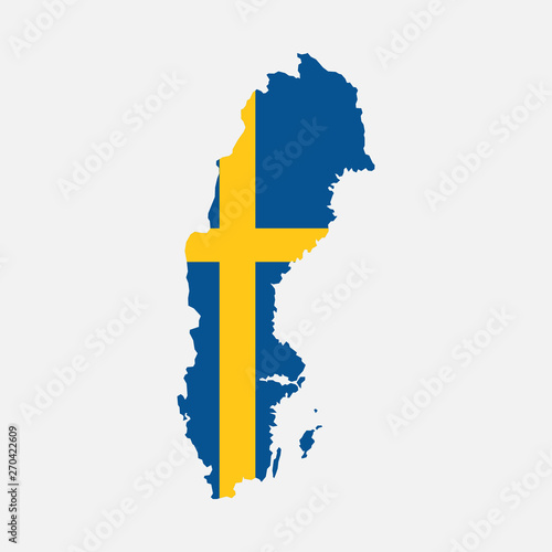 Obraz na plátně Sweden map flag on white background