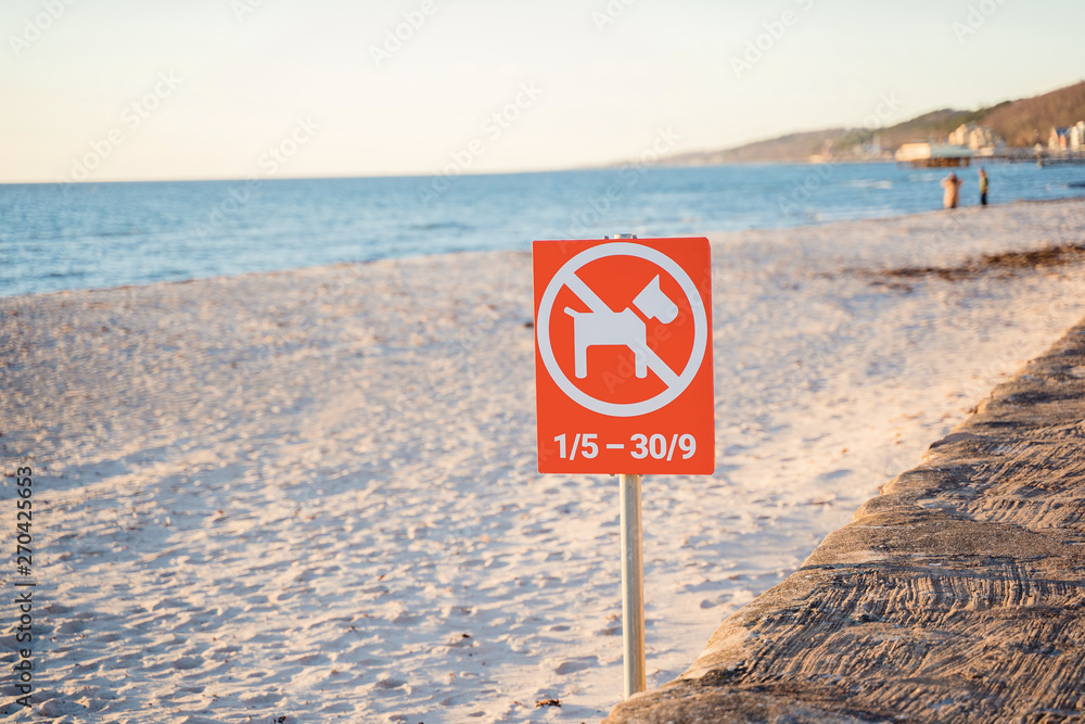 No dogs allowed sign on the beach