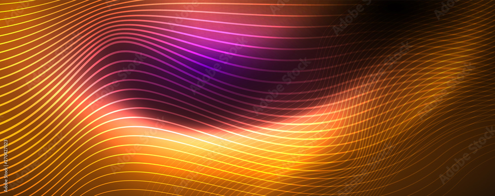 Neon vector wave lines abstract background, magic futuristic techno design Neon vector wave lines abstract background, magic futuristic techno design