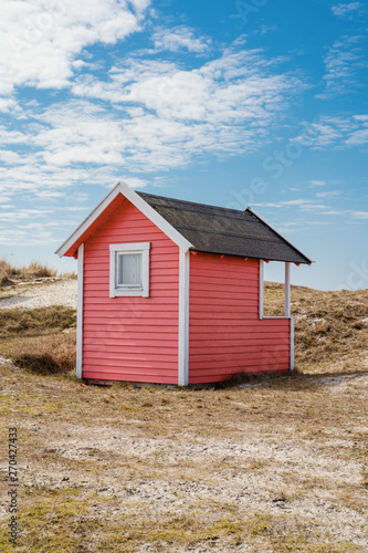 Colorful beach huts with clouds in background. Falsterbo, sweden