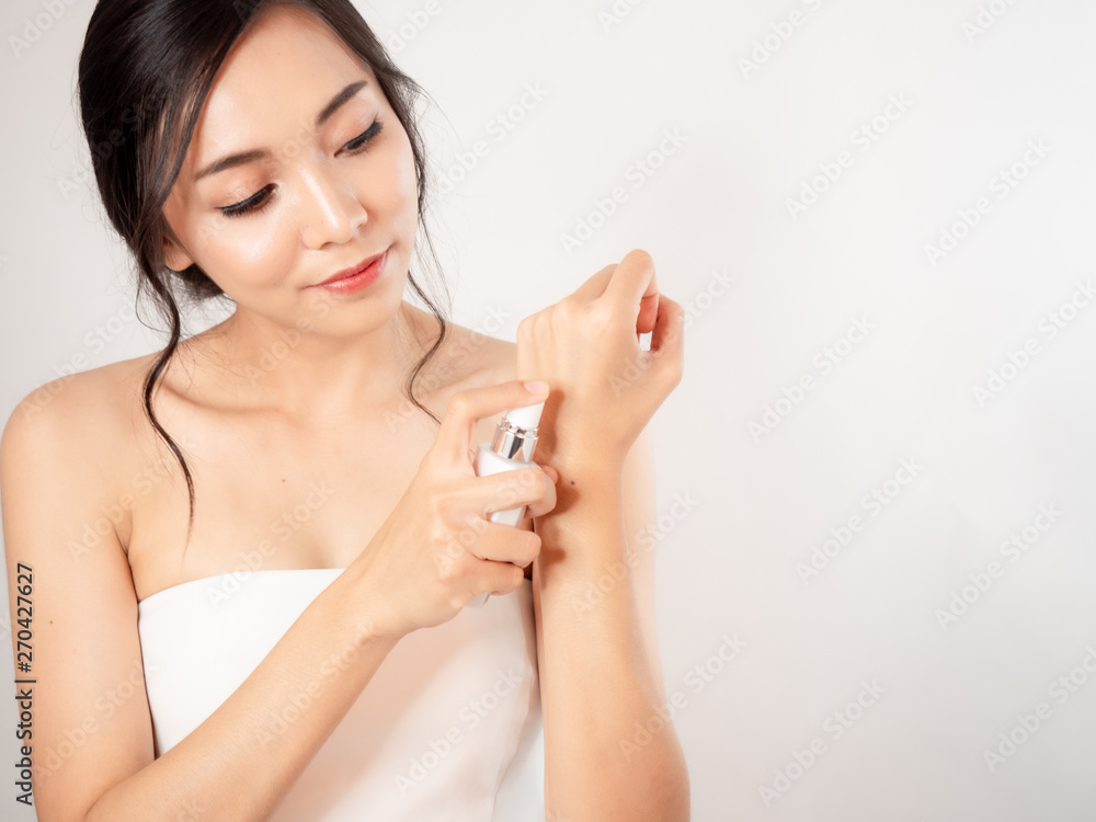 portrait asian beautiful woman.Closeup beauty skin face young girl.isolated white background portrait asian beautiful woman.Closeup beauty skin face young girl.isolated white background