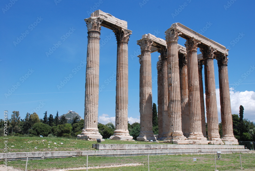 Obraz premium The ancient temple of Olympius Zeus or Olympion, near the Acropolis of Athens, Greece / May 2019. 