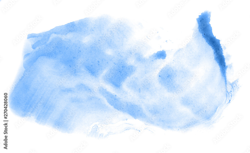 Abstract watercolor background hand-drawn on paper. Volumetric smoke elements. Blue color. For design, web, card, text, decoration, surfaces. Abstract watercolor background hand-drawn on paper. Volumetric smoke elements. Blue color. For design, web, card, text, decoration, surfaces.