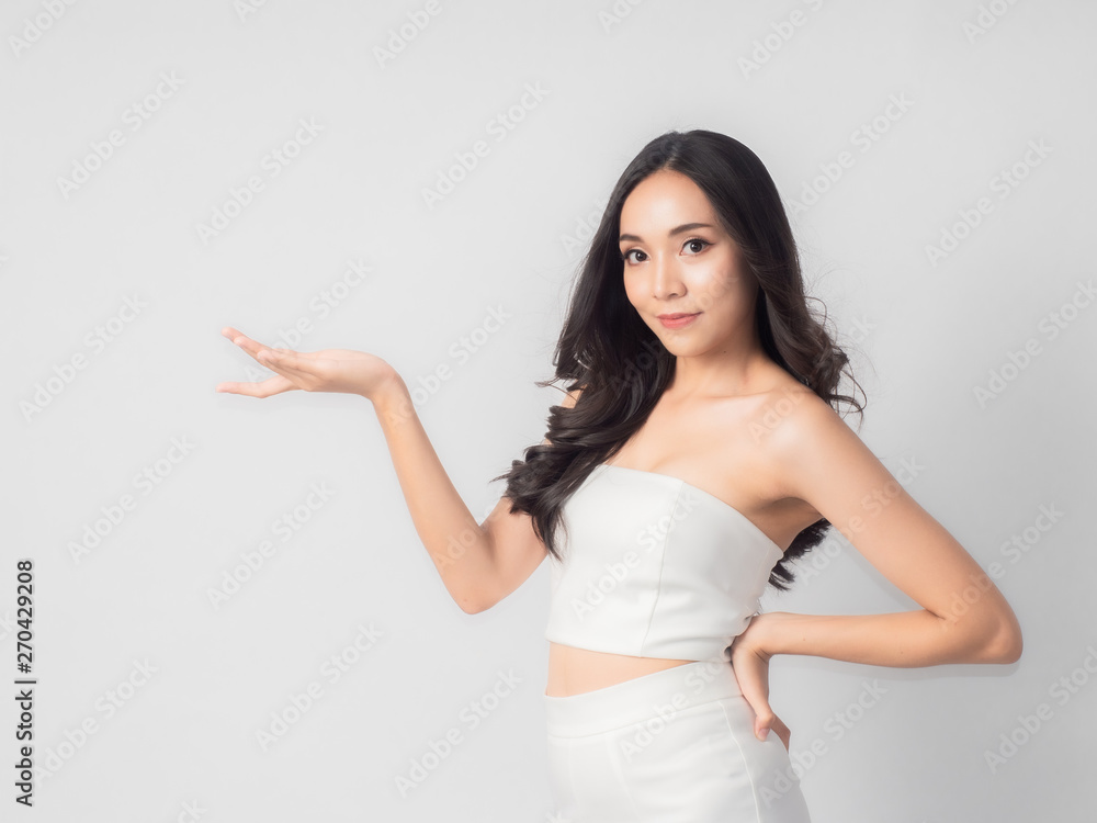 portrait asian beautiful woman.Closeup beauty skin face young girl.isolated white background portrait asian beautiful woman.Closeup beauty skin face young girl.isolated white background