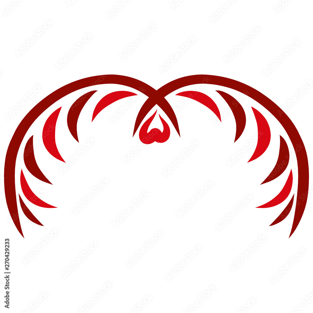 Flying bird with a heart, abstract pattern Flying bird with a heart, abstract pattern