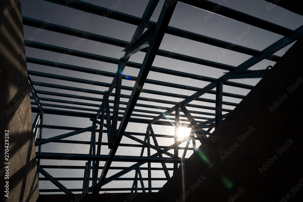 Structure of steel roof. Structure of steel roof.
