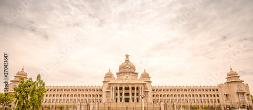 The Vidhana Soudha located in Bangalore, is the seat of the state legislature of Karnataka