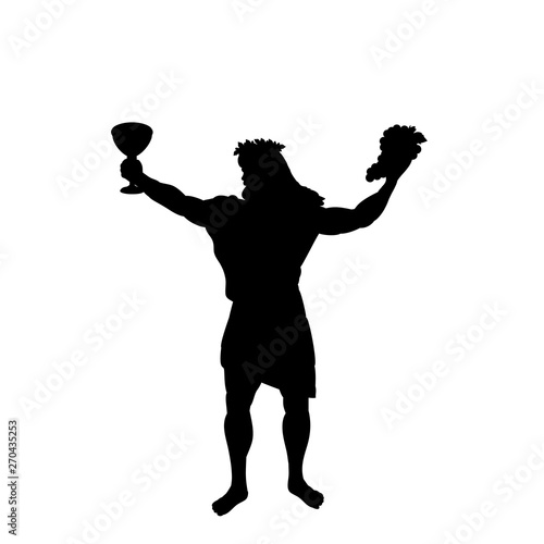 Dionysus Bacchus god wine silhouette ancient mythology fantasy. Vector illustration.