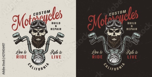 Vintage custom motorcycle colorful logo
