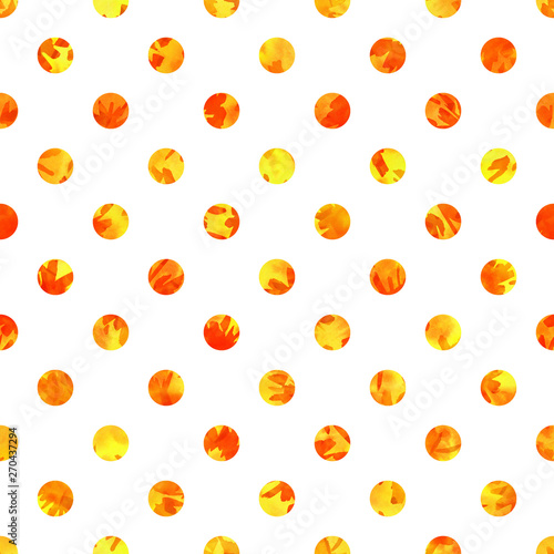 Polka Dot Seamless Texture. Fire circles isolated on white background.