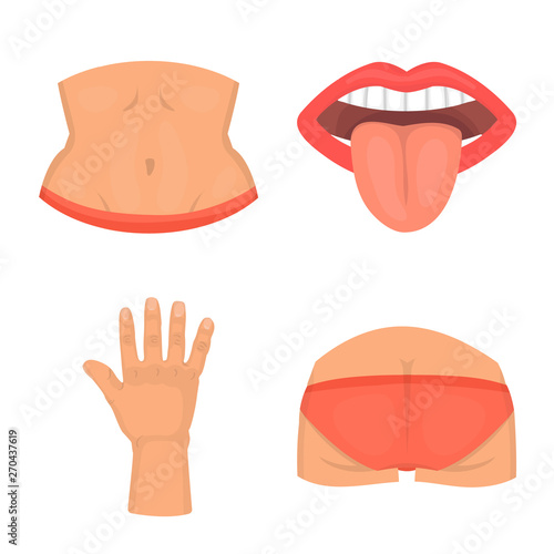 Vector design of body and part symbol. Collection of body and anatomy vector icon for stock.