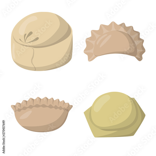 Isolated object of dumplings and food  logo. Collection of dumplings and stuffed stock vector illustration.