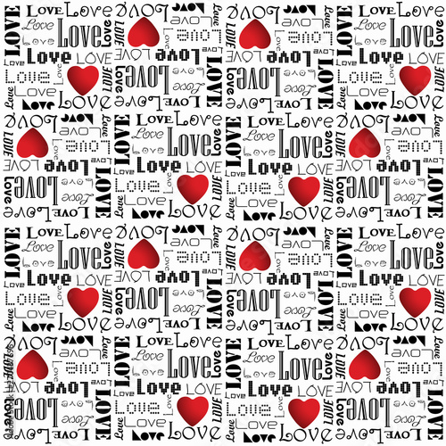 vector valentine pattern with black color love text on white background