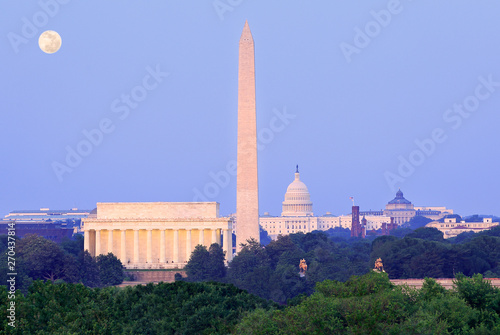 Washington DC skyline at dusk, USA