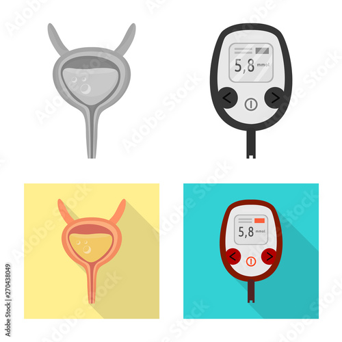 Vector design of diet and treatment  sign. Set of diet and medicine stock symbol for web.
