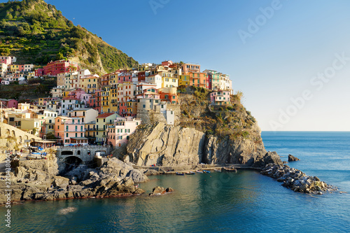 Manarola, one of the most charming and romantic of the Cinque Terre villages, Liguria, northern Italy.