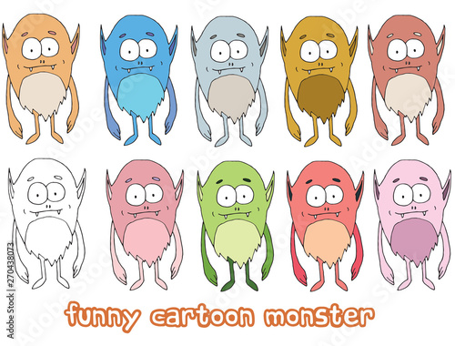 Funny cartoon colored write hand made draw doodle monster aliens elf