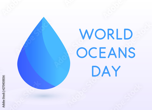 World Oceans Day design template. Ocean health protect graphic symbol. Nature care logo. Environment planet Isolated vector illustration.