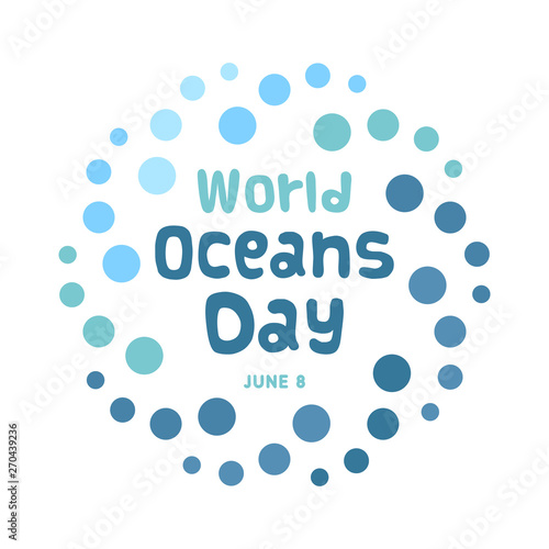 World Oceans Day design template. Ocean health protect graphic symbol. Nature care logo. Environment planet Isolated vector illustration.