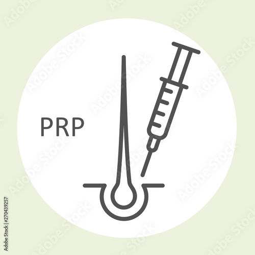 PRP therapy icon - hair loss prevention, hair root injections