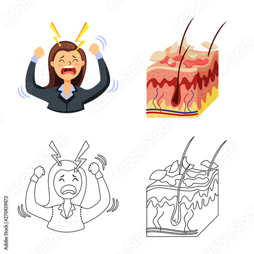 Vector design of medical and pain  sign. Collection of medical and disease stock vector illustration.