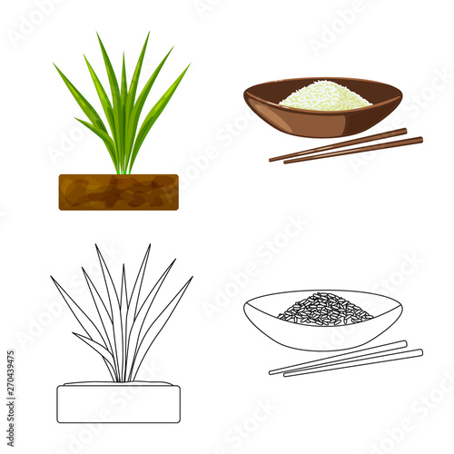 Isolated object of crop and ecological logo. Set of crop and cooking stock vector illustration.