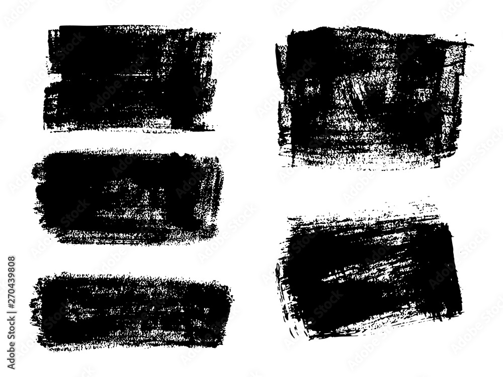 Fototapeta Set of black paint, ink brush strokes, brushes, lines.