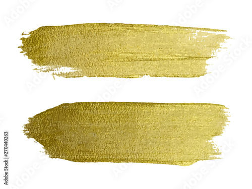 Gold Texture Paint Stain Illustration. Hand drawn brush stroke 