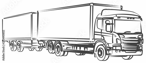 A sketch of the long truck with the trailer.