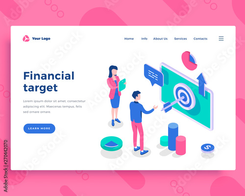 Financial target concept, office people and interact with screen.