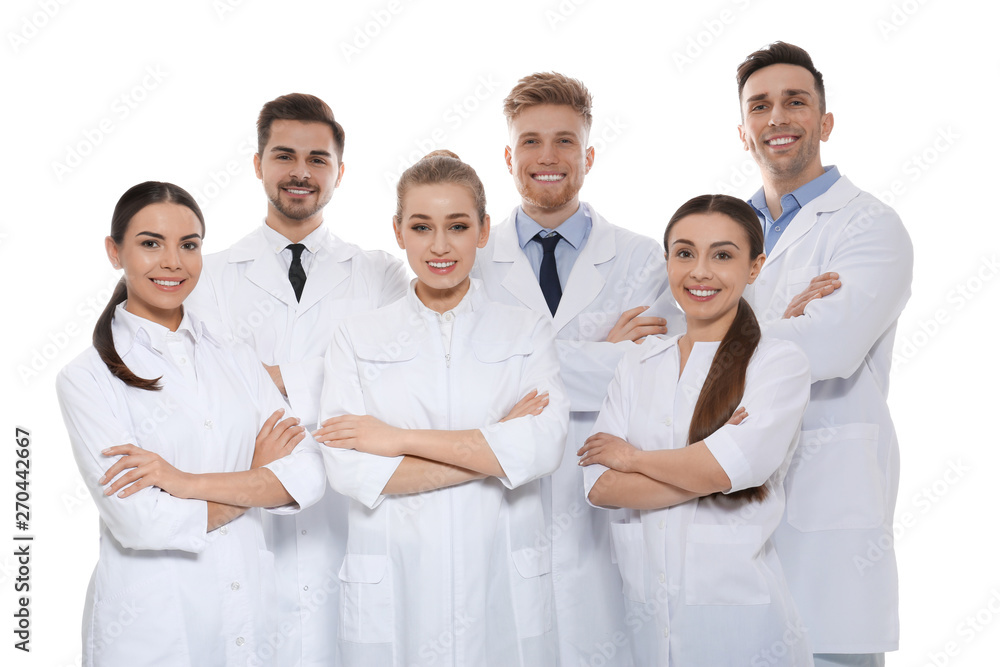Group of medical doctors isolated on white. Unity concept Group of medical doctors isolated on white. Unity concept