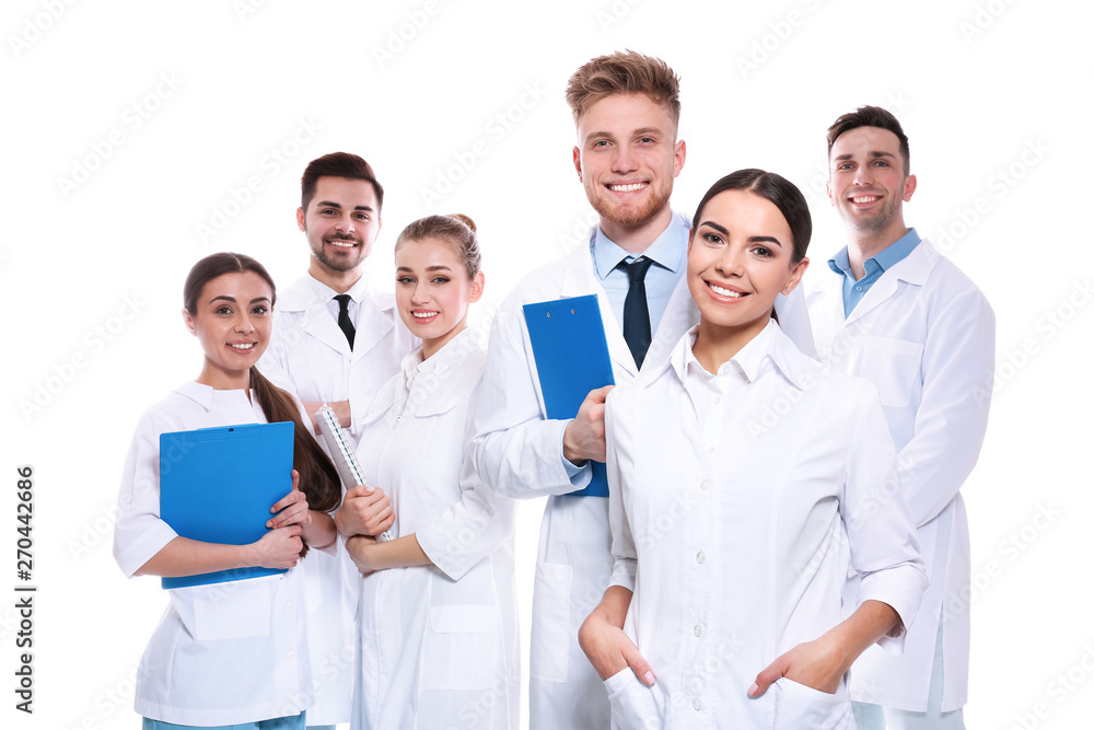 Group of medical doctors isolated on white. Unity concept Group of medical doctors isolated on white. Unity concept