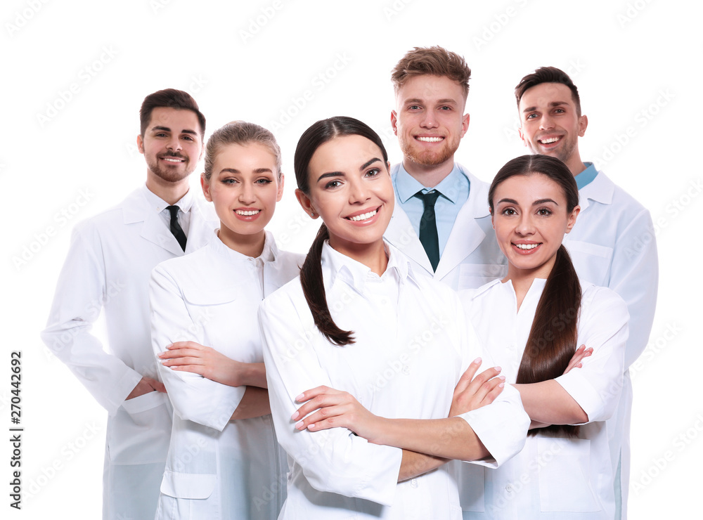 Group of medical doctors isolated on white. Unity concept Group of medical doctors isolated on white. Unity concept