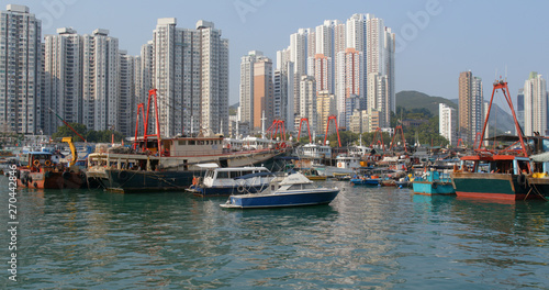 Hong Kong fishing harbor port © leungchopan