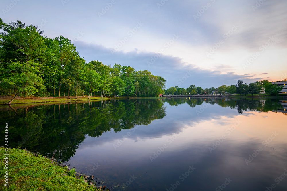 landscape and clouds having reflection on lake landscape and clouds having reflection on lake