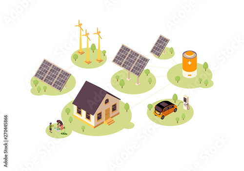 Renewable energy color vector illustration