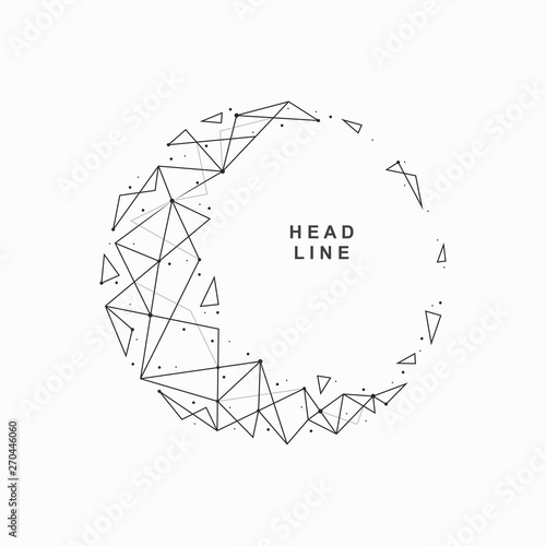 Abstract geometric technological polygonal background. Vector creative design. Abstract moon.