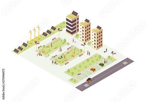 Eco city isometric color vector illustration