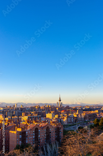 Skyline of Madrid at sunset